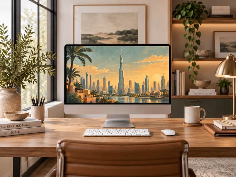 Burj Khalifa wallpaper shown on a desktop computer screen