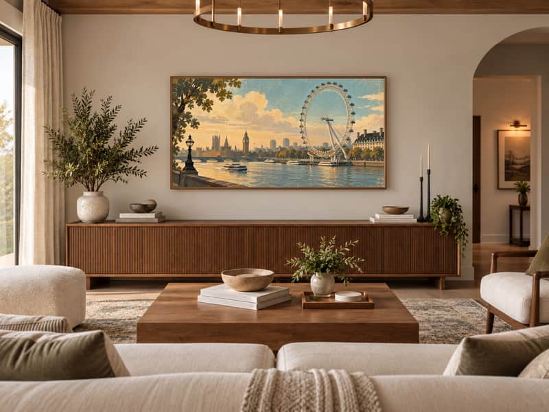 London Eye wallpaper shown as art on a Samsung Frame TV