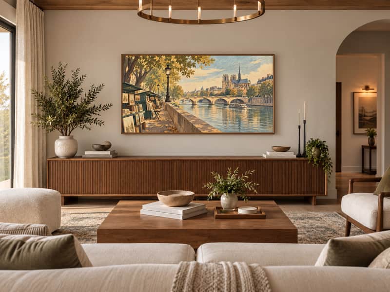 Arc de Triomphe wallpaper shown as art on a Samsung Frame TV