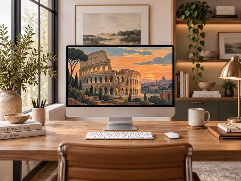 Colosseum wallpaper shown on a desktop computer screen