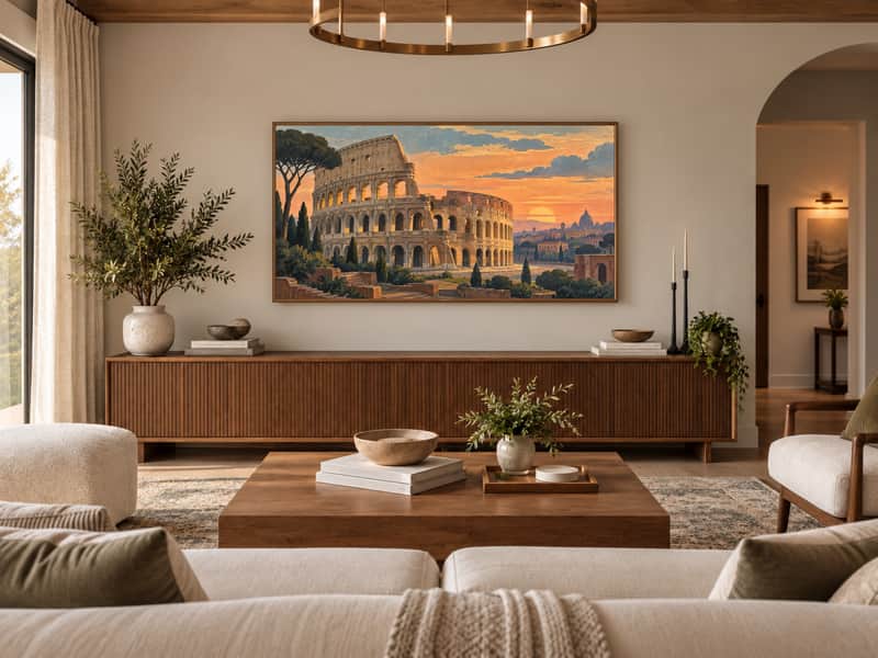 Colosseum wallpaper shown as art on a Samsung Frame TV
