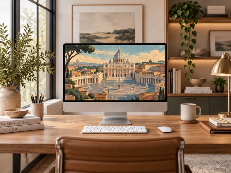 St. Peter's Basilica wallpaper shown on a desktop computer screen