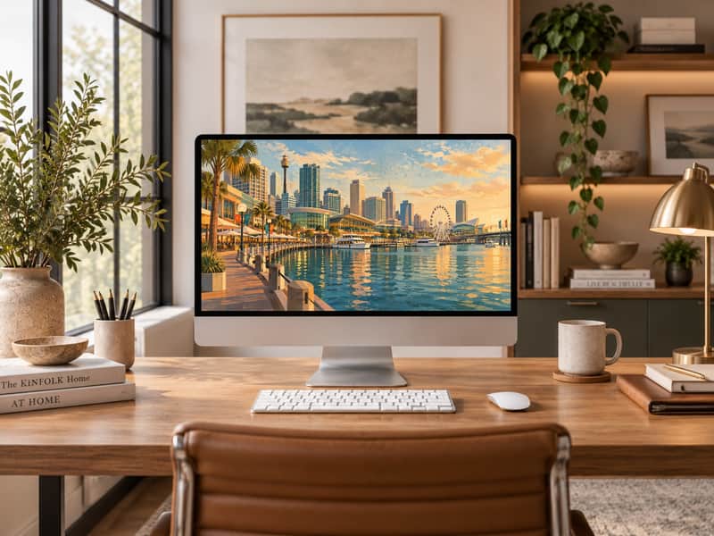 Harbour Bridge wallpaper shown on a desktop computer screen