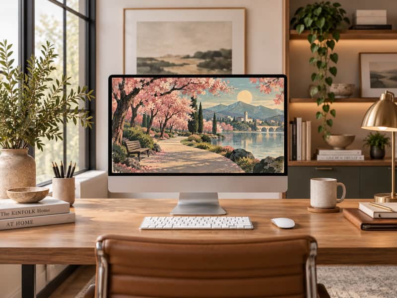 Tokyo Skytree wallpaper shown on a desktop computer screen