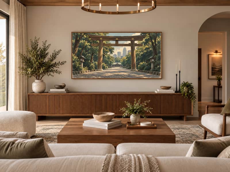 Tokyo Tower wallpaper shown as art on a Samsung Frame TV