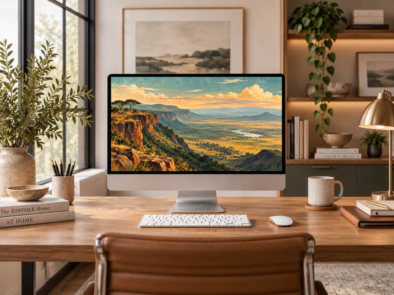 Rift Valley Escarpment wallpaper shown on a desktop computer screen
