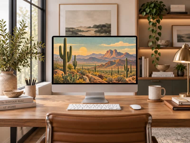 Grand Canyon wallpaper shown on a desktop computer screen