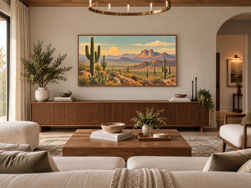 Grand Canyon wallpaper shown as art on a Samsung Frame TV