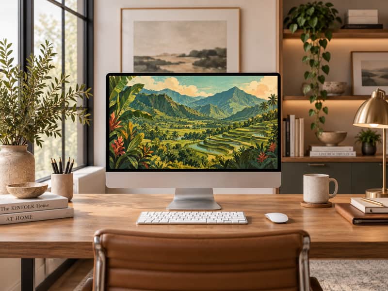 Hanauma Bay wallpaper shown on a desktop computer screen