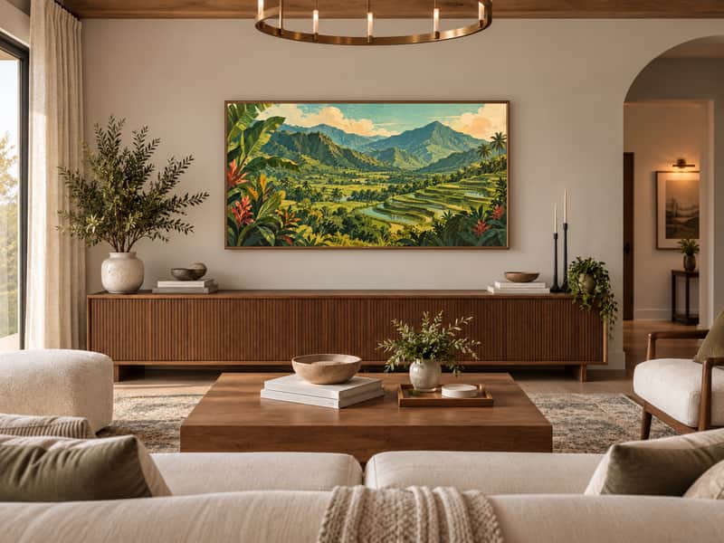 Hanauma Bay wallpaper shown as art on a Samsung Frame TV