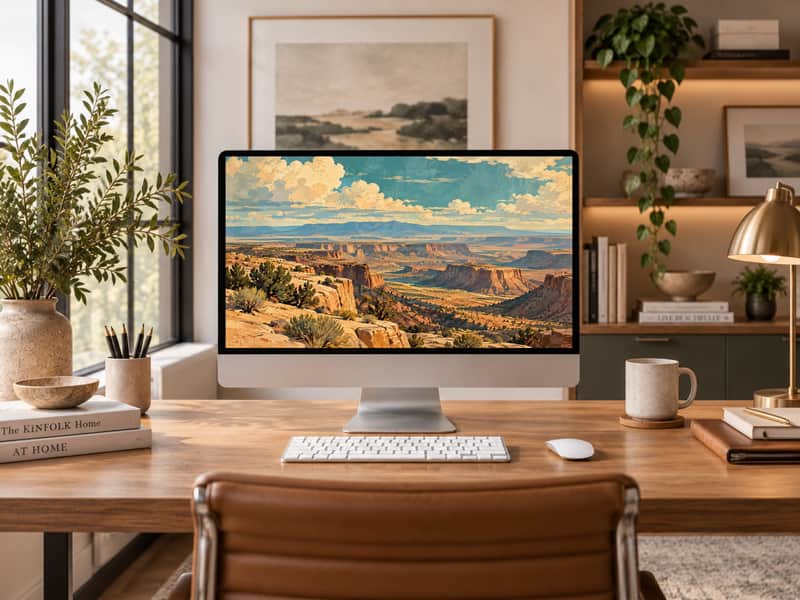 High Desert Plateau wallpaper shown on a desktop computer screen
