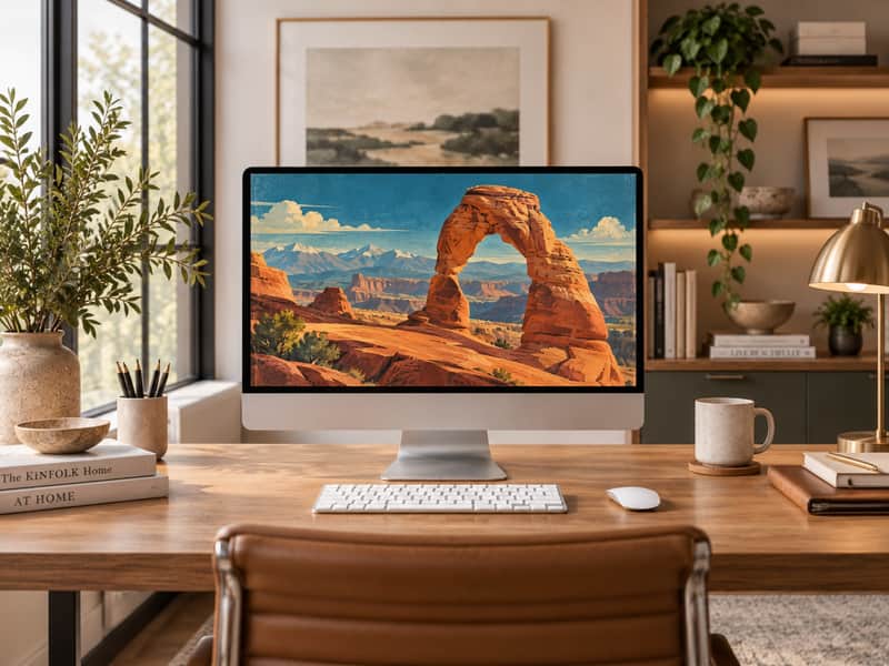 Bryce Canyon Hoodoos wallpaper shown on a desktop computer screen