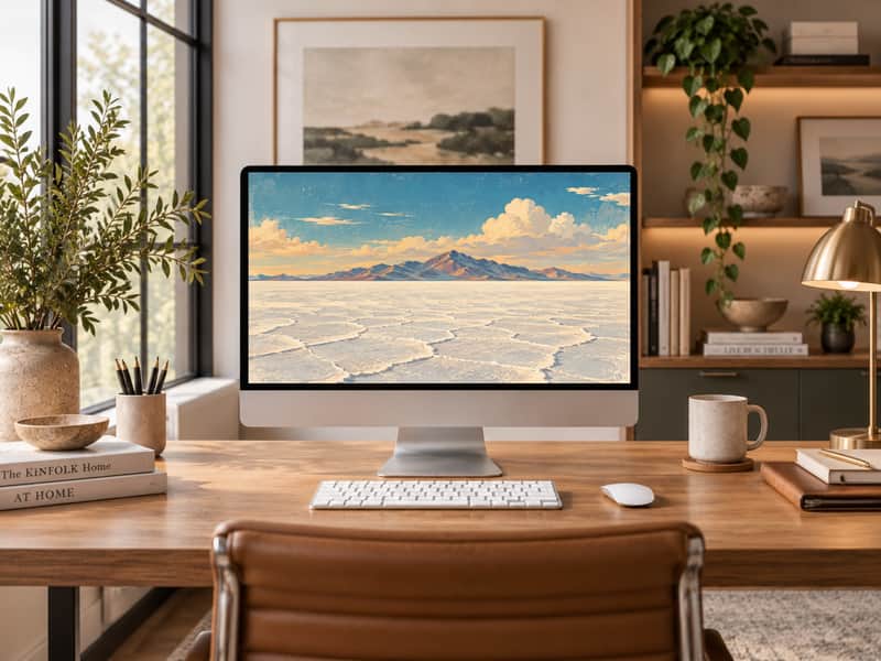 Red Rock Arch wallpaper shown on a desktop computer screen