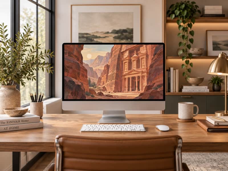 Machu Picchu, Peru wallpaper shown on a desktop computer screen