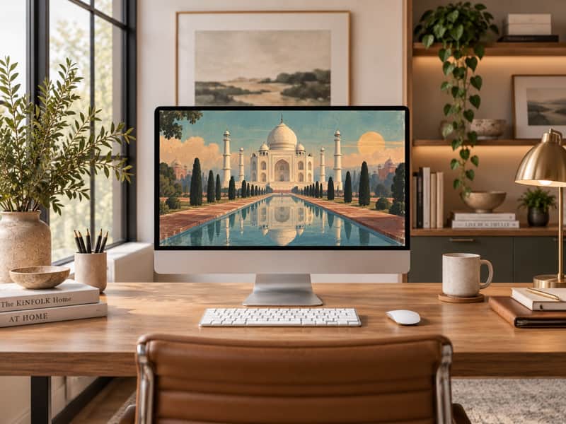 Petra, Jordan wallpaper shown on a desktop computer screen